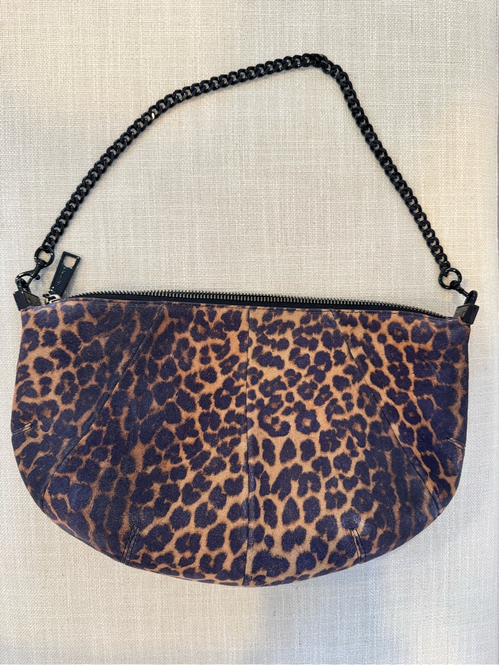 Leopard Print Half-Moon Shoulder Bag in Brown Rebecca Minkoff like new